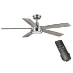 Hampton Bay 52133 Fanelee 54 in. White Color Changing Integrated LED Brushed Nickel Smart Hubspace Ceiling Fan with Light Kit and Remote