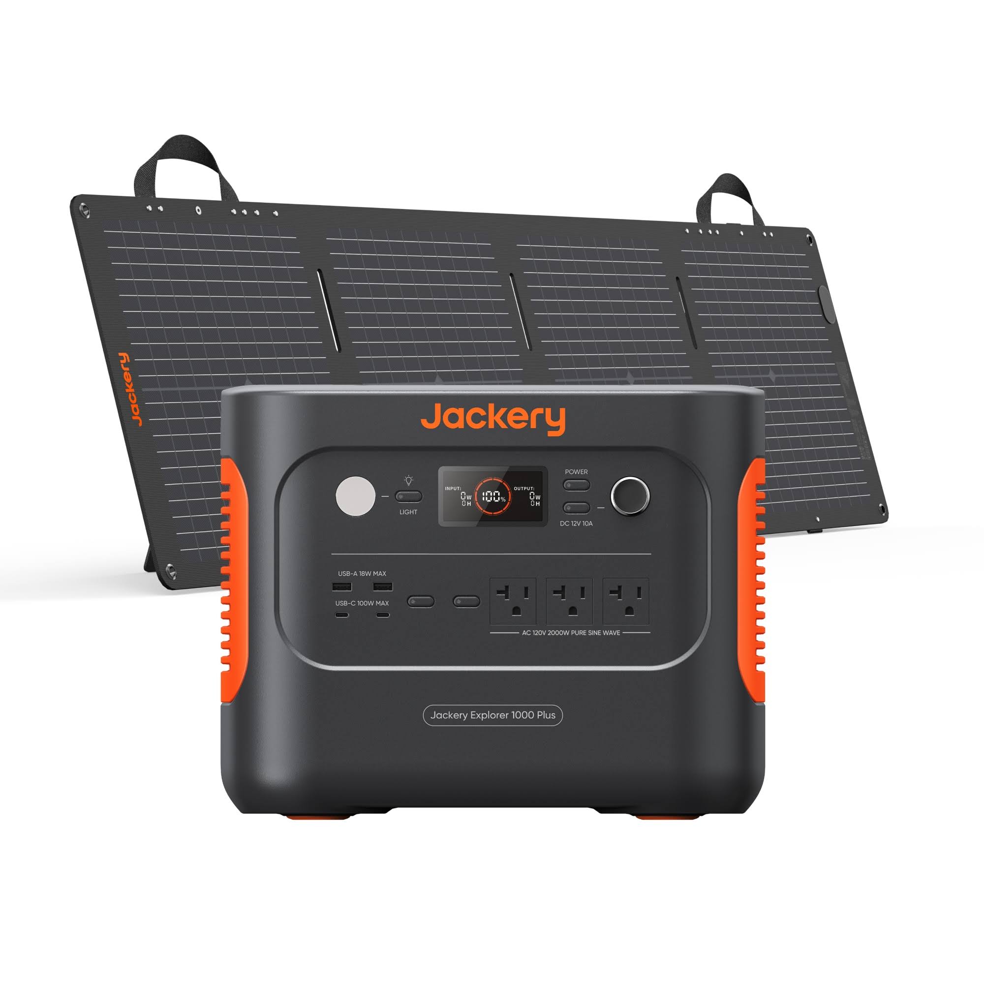 c4dabeef6ad050ac4710fdb87cce796613d4808b67a433169c3f86983574125d.jpg Jackery Explorer 1000 Plus Portable Power Station, 1 SolarSaga 100W Panel - Image 1