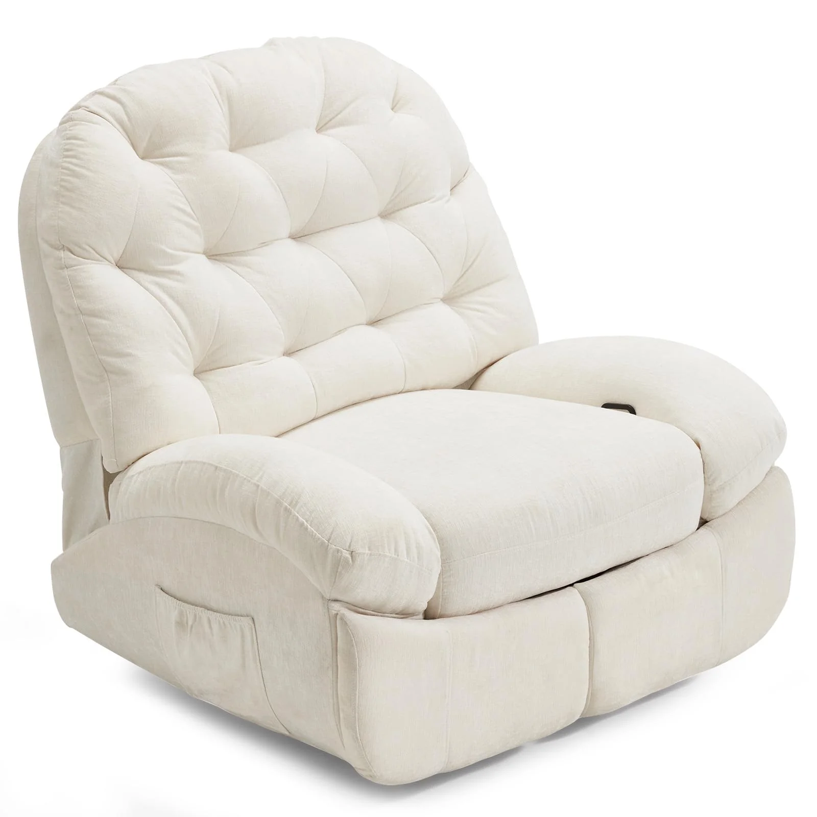 c4effa30f54a0376055a2a1ffa900264487f37d424d013760b9fa9c69f960bd4.webp AECOJOY Oversized Recliner Chair, 360° Swivel Rocking Glider, Modern Ergonomic Chaise Lounge Sofa for Living Room, Cream White - Image 1