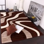 Paco Home Designer Area Rug with Contour Cut and Modern Wave Pattern - 5'3" x 7'7" - Brown