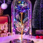 Gifts for Women, Galaxy Glass Rose Flower Forever Eternal Crystal Light Up Rose in Glass Dome with Butterfly Birthday Gifts for Mom Wife Grandma
