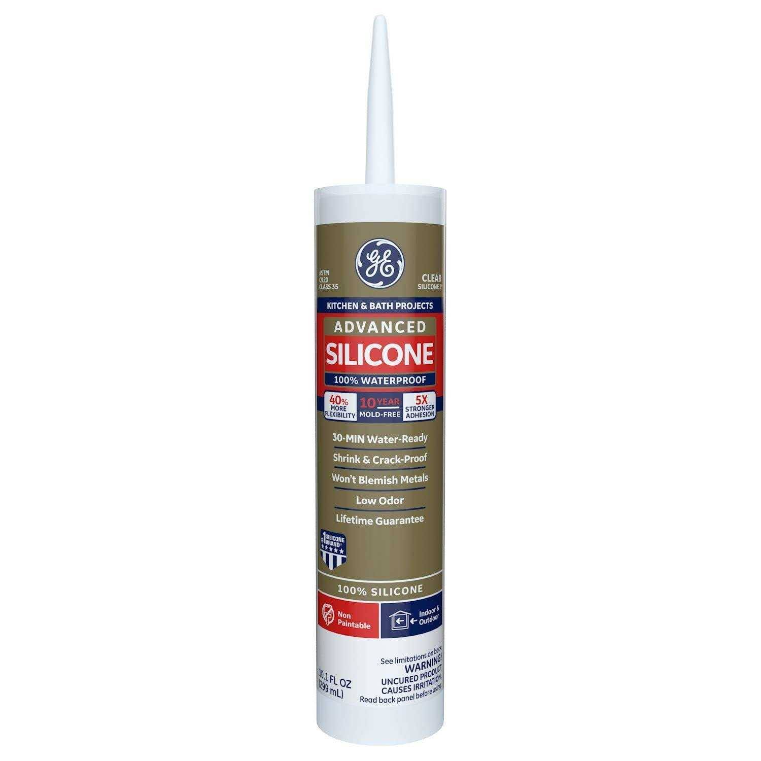 c59d0f5ff9f70aec9f96ea5561d006d253c5f86f72ac94a7c6e0c75cd2b30584.jpg GE Advanced Silicone 2 Kitchen & Bath Sealant, Clear, 10.1 oz. - Image 1