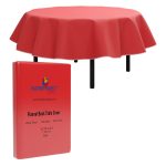 Exquisite Flannel Backed Vinyl Tablecloths, Solid Color Premium Quality Waterproof Table Cover (70 inch. Round, Red)