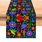 Jiudungs Linen Mexican Fiesta Table Runner 72 Inches Long Mexican Fiesta Themed Party Cinco de Mayo Home Kitchen Dining Room Table Decoration (Purple)