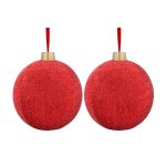 Holiday Time Christmas Inflatable Tinsel Ornament - Red - 12 in