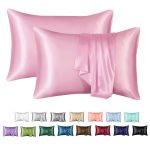 MR&HM Satin Pillow Case, 2 Pack Satin Standard Silk Pillowcase for Hair and Skin, 20x26, Pink, Size: Standard(20x26)