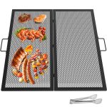 VEVOR Fire Pit Cooking Grate 30 inch Foldable Square Cooking Grill Grates Heavy Duty X-Marks BBQ Grill with Portable Handle & Solid Steel for