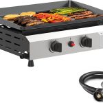 2/3/4 Burner Gas Griddle-Outdoor Propane Griddle-BTU Propane Fuelled. Portable Flat Top Gas Grill Camping Griddle Station with Side Shelves for Kitchen
