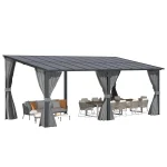 AECOJOY 20'x10' Wall Gazebo with Curtains and Mosquito Netting, Gray