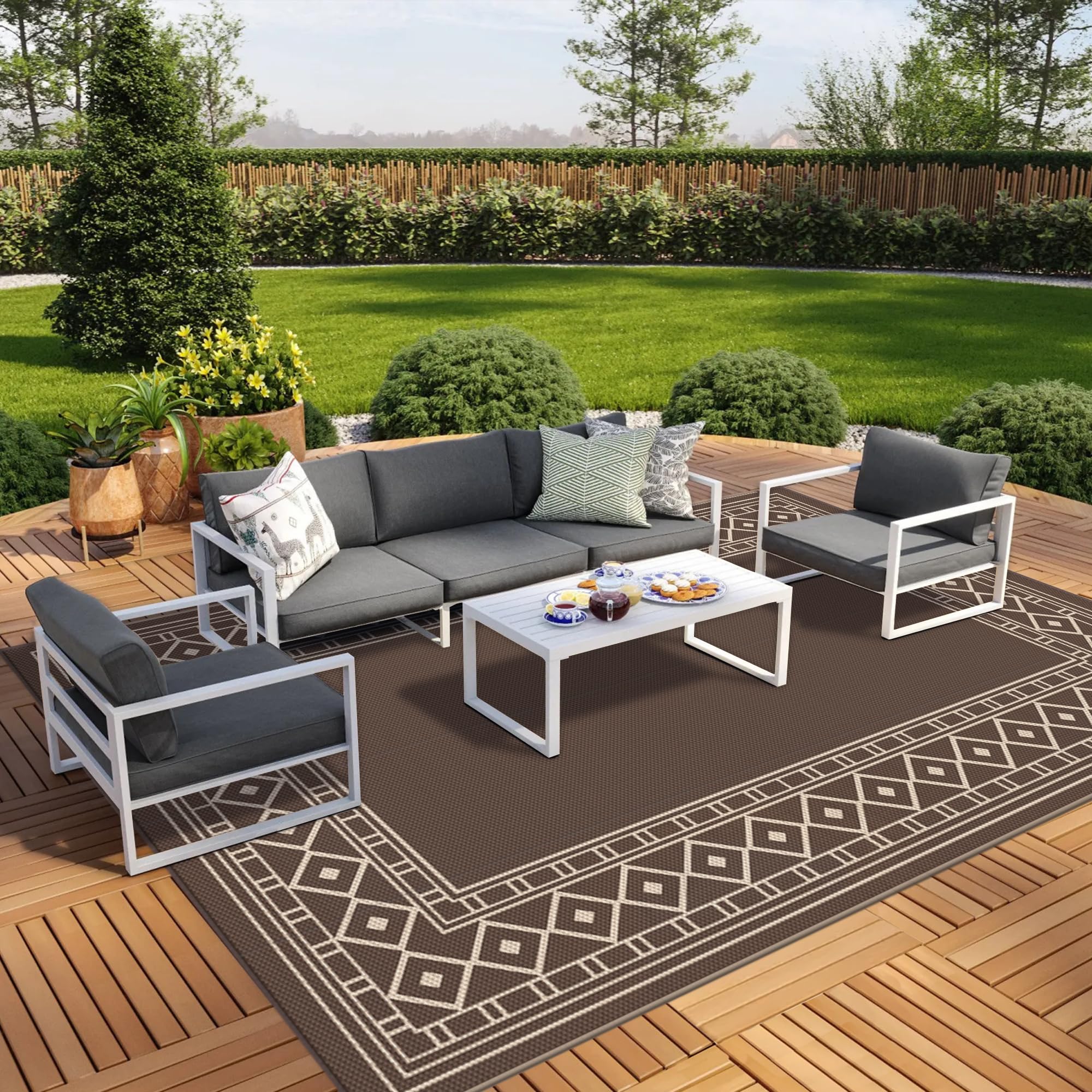 c66929ee5bd54321c7dc164001b63bb795ecf4d1d18c07deeb4e882ce84c1566.jpg GENIMO Outdoor Rug 10'x14' for Patio Waterproof - Image 1