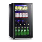 Wanai 120-Can Beverage Cooler and Refrigerator, Small Mini Fridge for Home, Office or Bar with Glass Door and Adjustable Removable ShelvesPerfect for