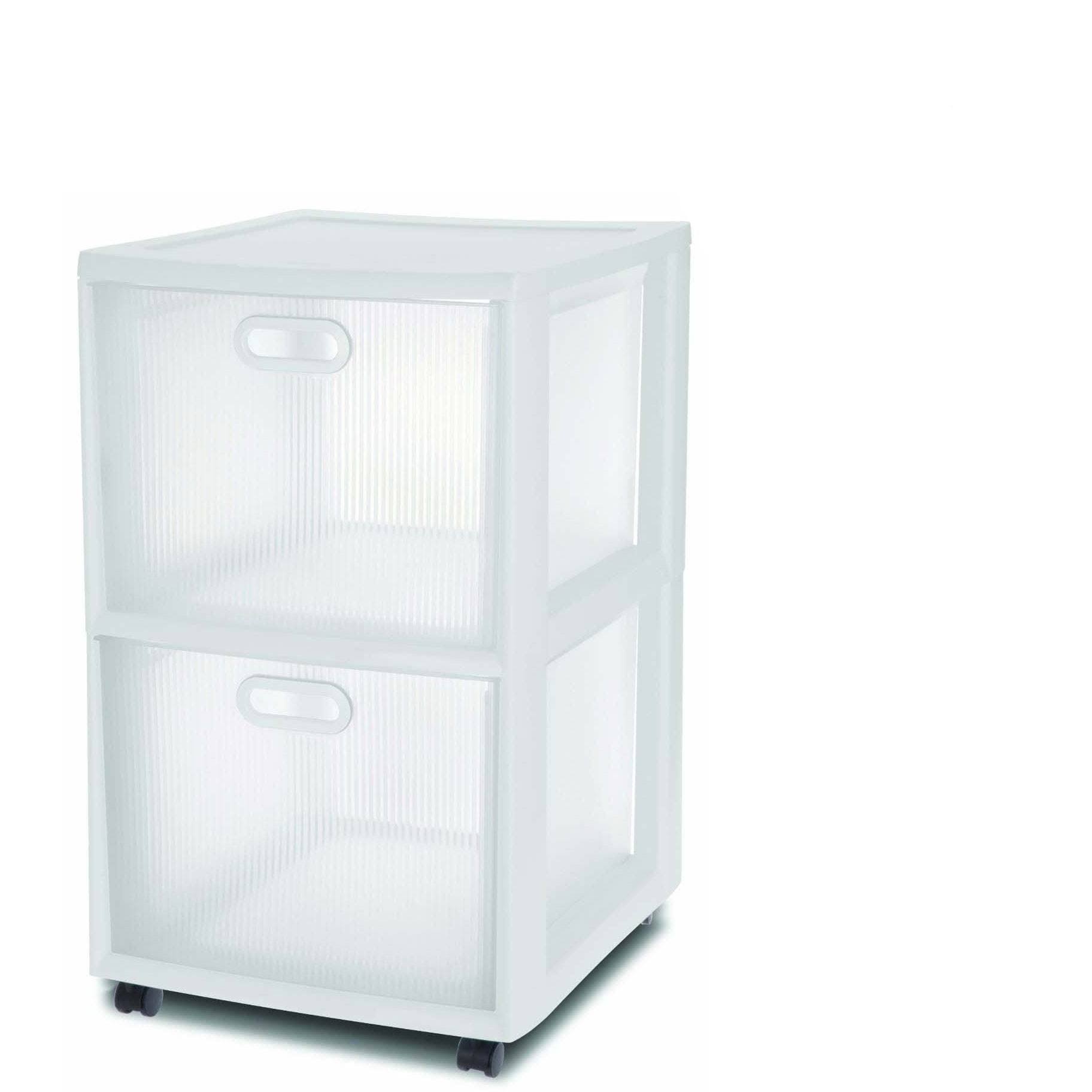 c672125317a8da97defa6451584b331d676a54063d336423e9073cf309cc967d.jpg Sterilite 36208002 Ultra 2 Drawer Portable Rolling Storage Cart, White (4 Pack) - Image 1