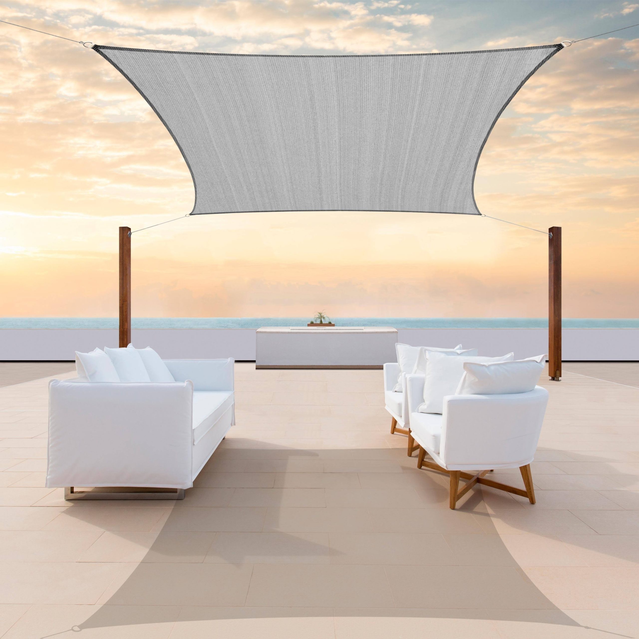 c67ddad7233616b6eb844b740344abc38918c59d050fe604a1ff8270b21bd0ce.jpg 10 ft. x 10 ft. 190 GSM Grey Square Sun Shade Sail Screen Canopy, Outd - Image 1