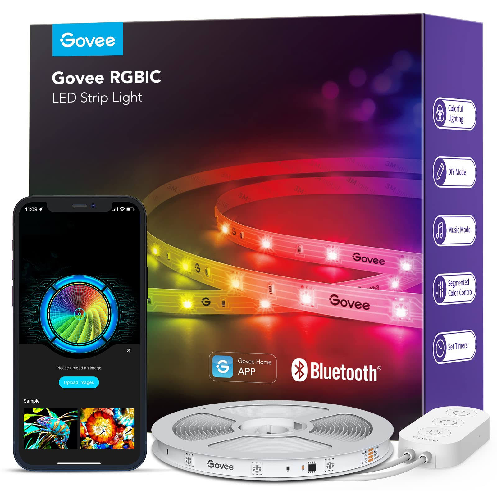 c68a19e023f48194b5eeb97d81d8fe20ba2e5d3a378657e100e035a49af65e02.jpg Govee 32.8ft Smart LED Strip Lights - RGBIC Lighting Colors - Bluetooth & App Control - 24V - Image 1