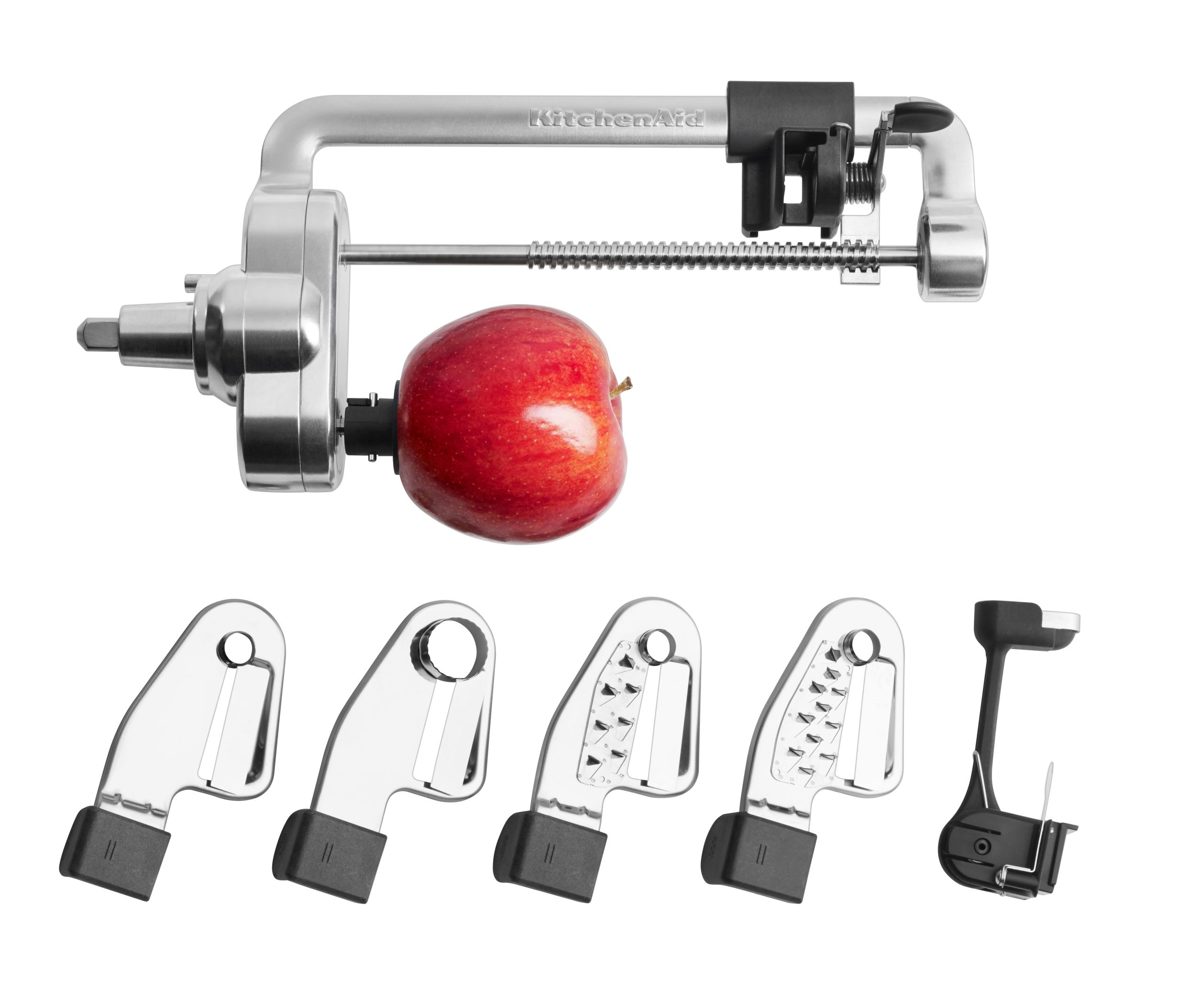 c6b4f39d8e8e09b77826b4f634b54852ef57d0346691abc939b2d3b62b1d7536.jpg KitchenAid Spiralizer with Peel, Core and Slice - Ksm1apc, Silver - Image 1