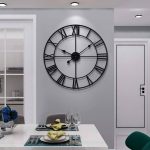 LEIKE Large Modern Metal Wall Clocks Rustic Round Nearly Silent Little Ticking Battery Operated Roman Numerals Clock for Living Room/b