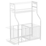 mDesign Metal Heavy Duty Garage Sports Storage Rack with Top Shelf - Matte White