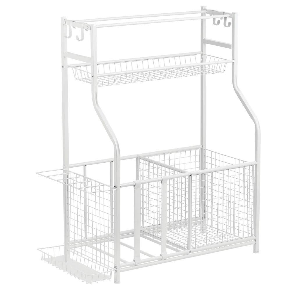 c6ca74d9c3d37c4455f2b2177833af3c60a0afa72d168342450acf54f1a2cc0e.jpg mDesign Metal Heavy Duty Garage Sports Storage Rack with Top Shelf - Matte White - Image 1