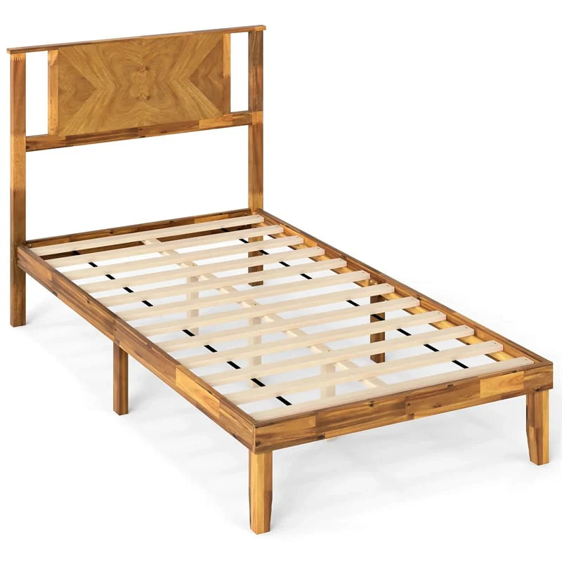 c6d5685e729107ac3926271915111d67c7a12bbbf68119d692250efe5df240a2.webp Twin/Full/Queen Size Acacia Wood Platform Bed Frame with Headboard, Mid-Century Modern Bed Frame w/Wooden Slats Support & Under-Bed Space - Image 1