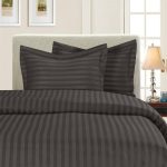 Khyati 1500 Thread Count 3-Piece Damask Stripe Duvet Cover Set Ebern Designs Color: Gray, Size: Queen Duvet Cover + 2 Standard Shams
