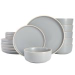 Gibson Home Zuma 18-Piece Stoneware Dinnerware Set Gray