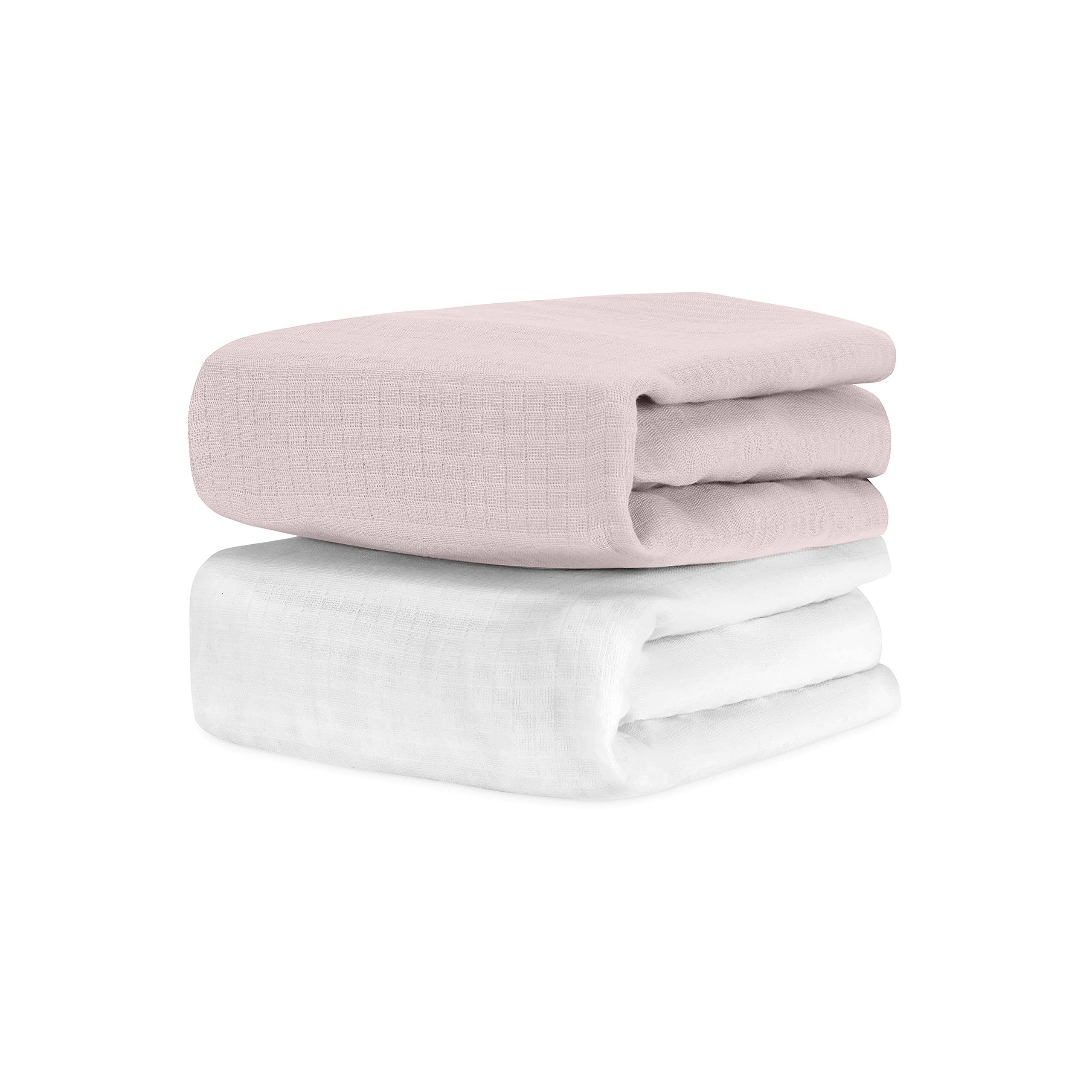 c755d8170165c21e431a9cdd56465fa758018e8267bed3d0508795a40c06ca22.jpg Newton Baby 2-Pack Organic Cotton Breathable Crib Sheets in Sunrise Pink/Solid White - Image 1