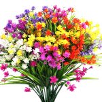 20 Bundles Artificial Flowers Grasses Fake Plants for Outdoors, UV Resistant Faux Greenery Shrubs for Garden Outdoor Window Box Porch Farmhouse