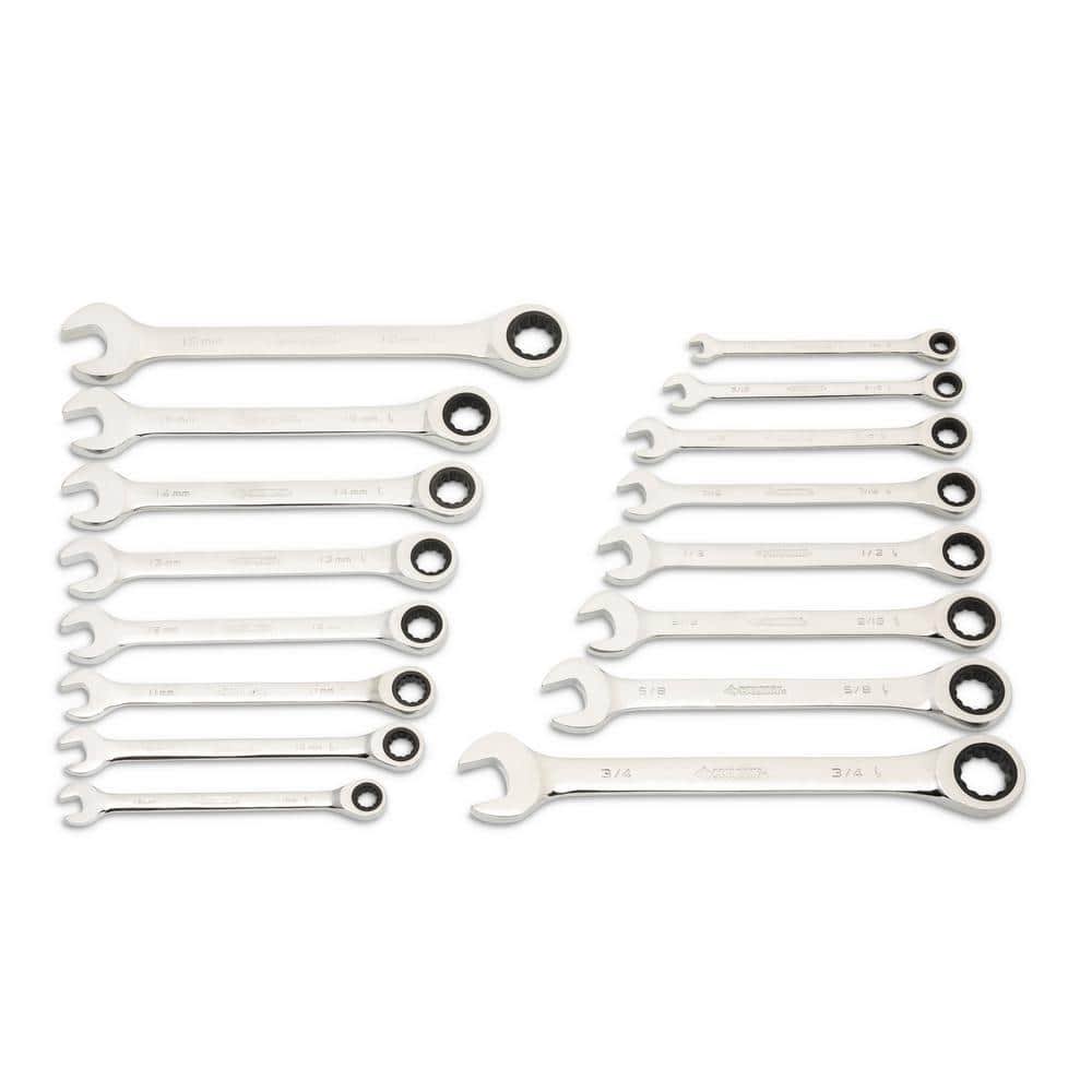 c764a095da2e6937c07d6da7da2a7bbb6e6ed98eaf731258063d5f848d51dc8d.jpg Husky SAE and Metric Ratcheting Wrench Set (16-Piece) - Image 1