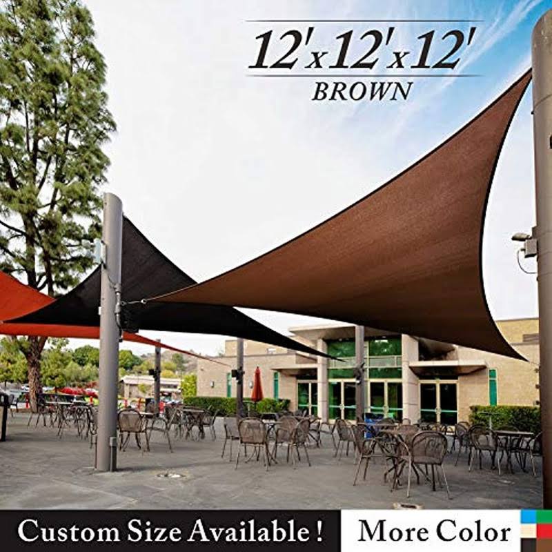 c766a5baa070bce7064c1a7eafa678f274066cc44ce029a571c73fb3e7bb2f2d.jpg Royal Shade 12' x 12' x 12' Brown Triangle Sun Shade Sail Canopy, 95% UV Heavy - Image 1