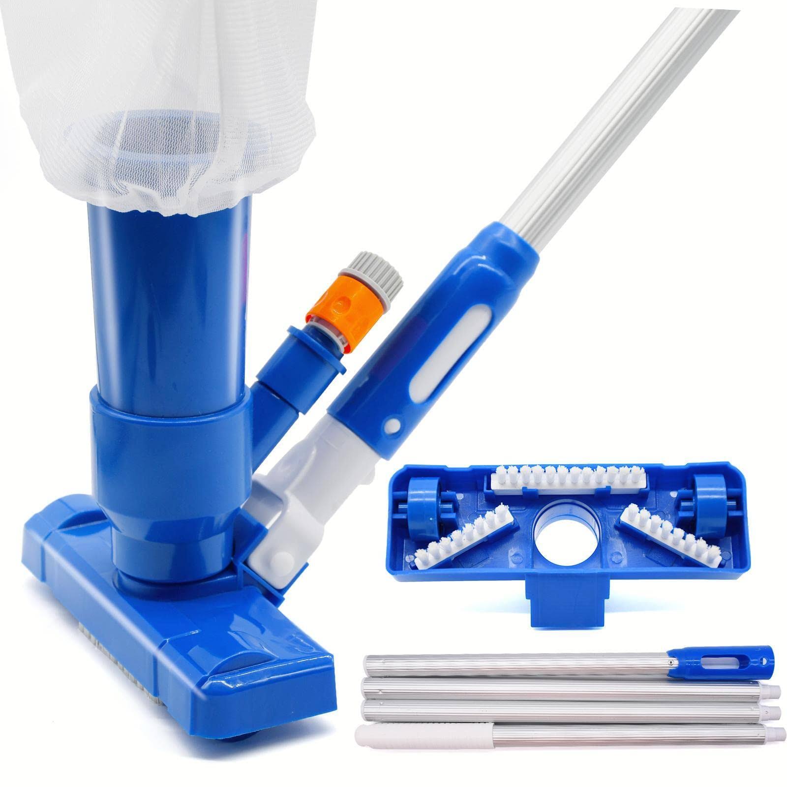 c767c5b397acb24ab8fdc05f658a79bf193d3fc8e0d06cc29abab984079c1446.jpg Handheld Pool Vacuum Above Ground - Portable Swimming Pool Jet Cleaner, Pool Leaf Vacuum Cleaning Kit w/Brush with 4 Section Poles of 63", Small Jet - Image 1
