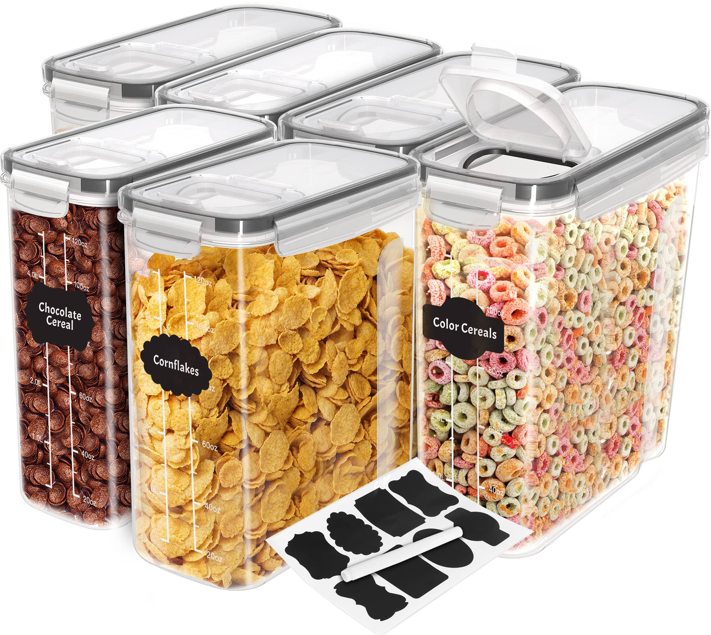 c77bd1b6ff75a4f12f247e170446ffb54776d38e8e38b479bacd5e972785c247.jpg Utopia Kitchen Cereal Containers Storage - 6 Pack Airtight Food Storage Containers & Cereal Dispenser for Pantry Organization and Storage - Canis - Image 1