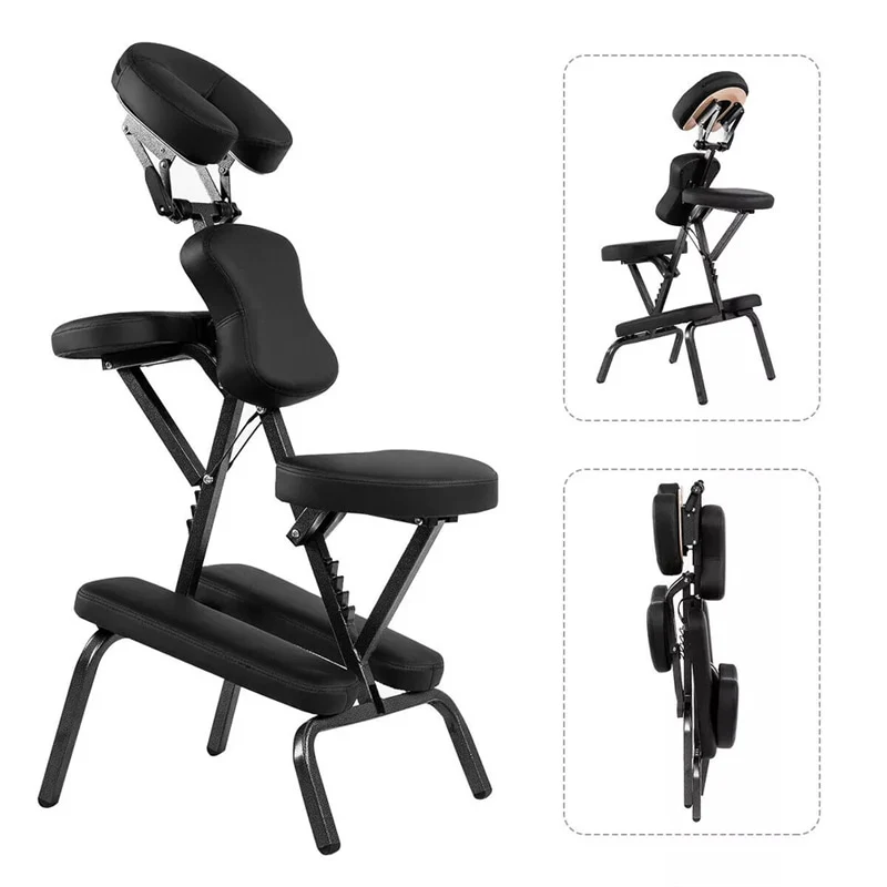 c77ebe9e702c88ccbfe925fefb661a567046c0ac01c092dace0e1d7b35f3a2e7.webp Portable Lightweight Massage Chair, PU Leather Tattoo Spa Chair with Thickened Sponge & Carrying Bag, Folding Travel Chair for Massage Therapy - Image 1