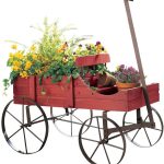 Amish Wagon Decorative Indoor / Outdoor Garden Backyard Planter, Red