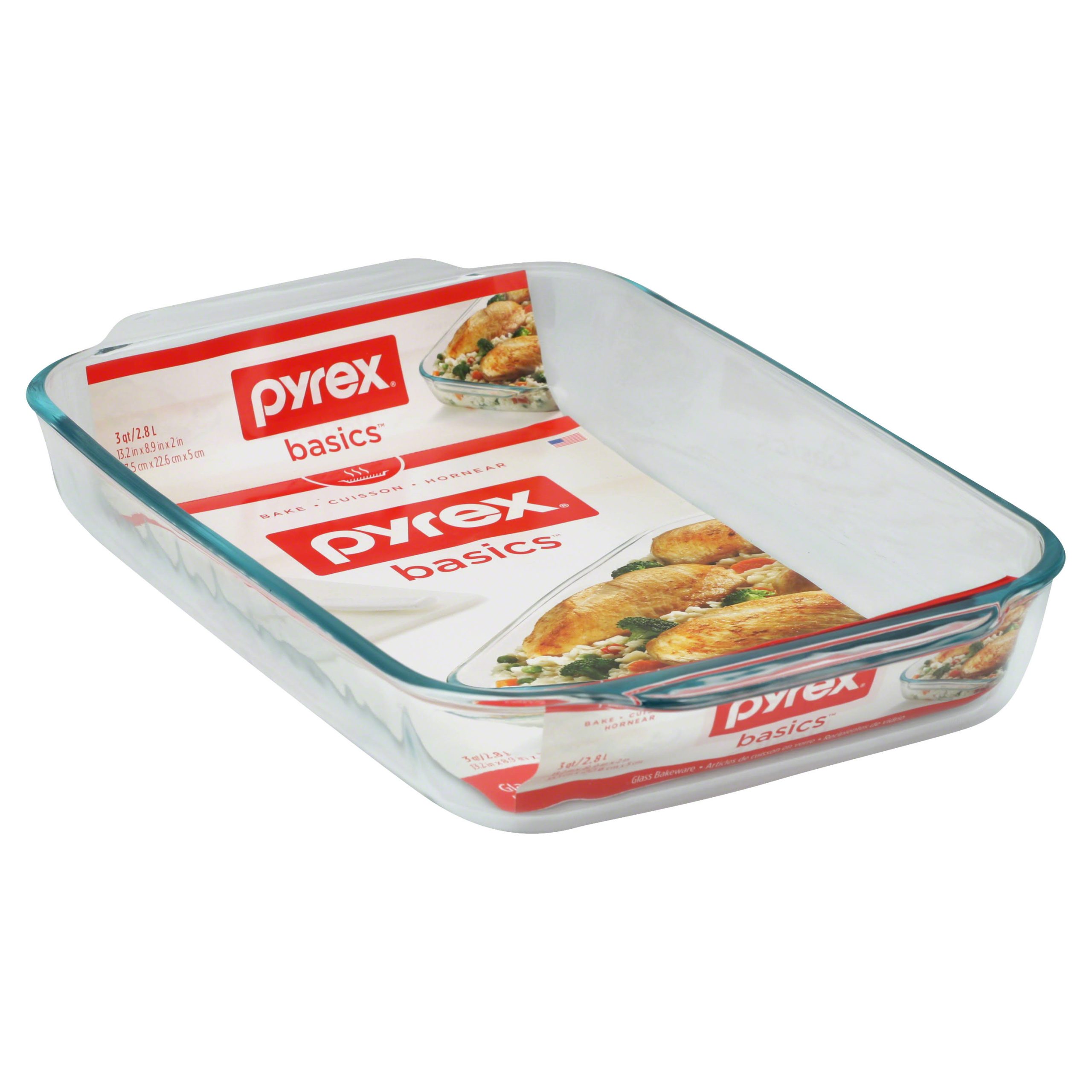 c7b284b6b1066263d4f1e6316043ee4bc39e0142bc1da5bfa6a8ff2faaa253cc.jpg Pyrex Basics 3 Quart Glass Oblong Baking Dish, Clear, 9" x 13" - Image 1