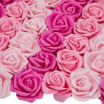 Pink Artificial Rose Flower Heads for Decorations (3 x 1.25 in, 3 Colors, 100 Pack)