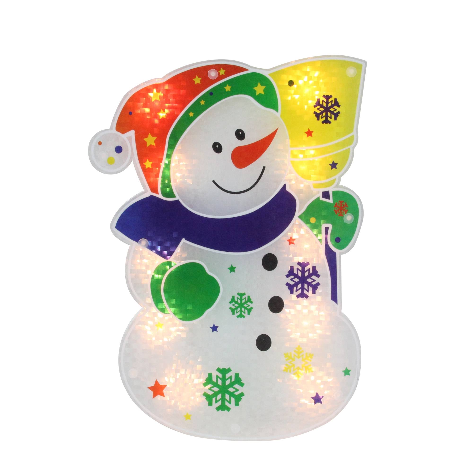c7d4f091a953524bc75c637d0c28425ceb570ebc31ffcbd7e64c0bef3831e291.jpg Northlight 12.5 in. Holographic Lighted Snowman Window Silhouette - Image 1