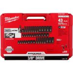 Milwaukee 49-66-7009 43pc Shockwave Impact Duty 3/8" Drive SAE & Metric Deep 6 Point Socket Set