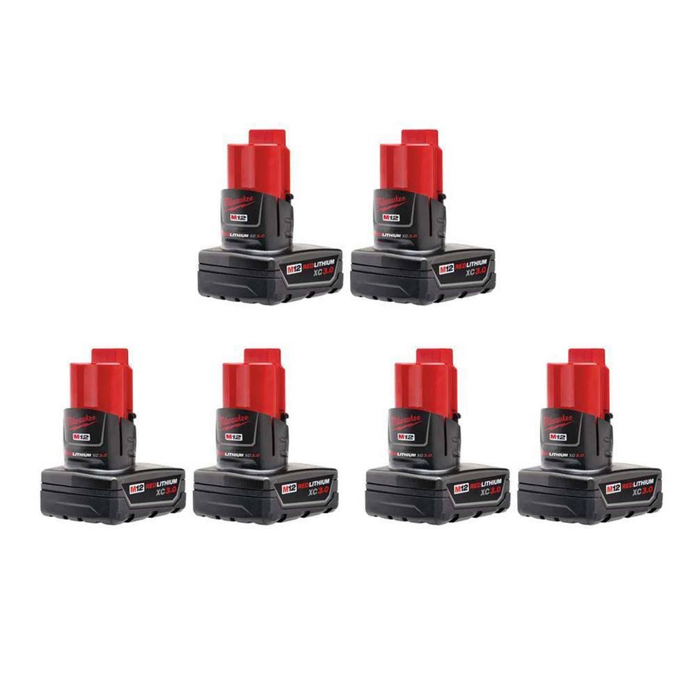 c7dd2e14c468c8f4e7e285de00273f4ef6ae9d918da5a3cf1f4c054e3b5a35a0.jpg Milwaukee M12 12-Volt Lithium-Ion XC Extended Capacity 3.0 Ah Battery Pack (6-pack) - Image 1