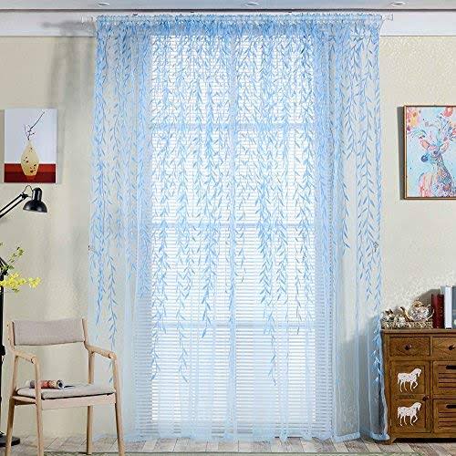 c7dffe5e7accaccdbd0ff93e03001ae3ced077daa5abdee8fce3f4ad48597e12.jpg Norbi Willow Voile Tulle Room Window Curtain Sheer Voile Panel Drapes Curtain 39.4'' x 78.8" L (Blue Willow 39.4'' x 78.8") - Image 1