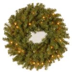 Norwood Fir Lighted PE Wreath Lighting Color: Pre Lit, Size: 24"