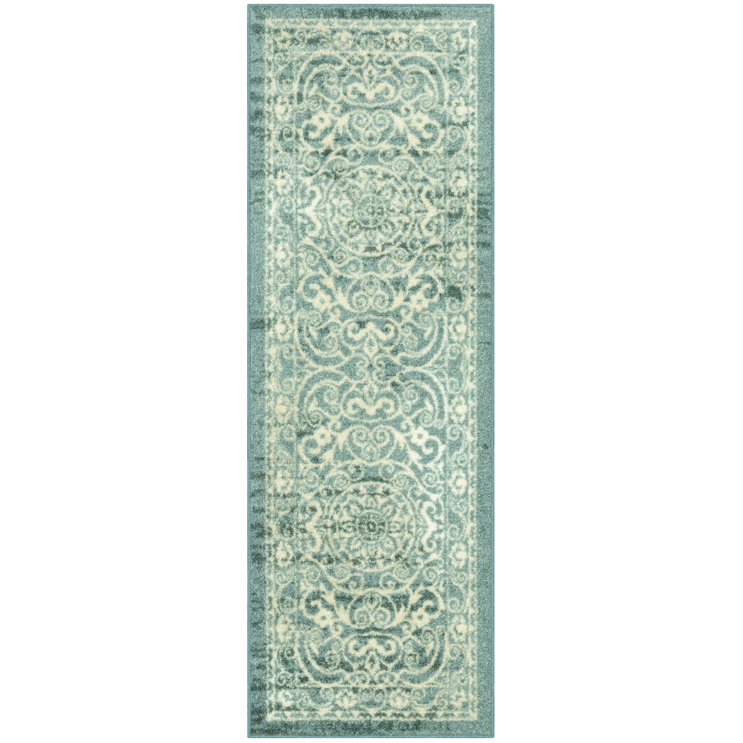 c81f8b3deb0a1041113361c1ac05205357aa77d3748117599e864be93ac08190.jpg Maples Rugs India Medallion Spa Green Indoor Hallway Runner Rug, 1'8"x 5' - Image 1