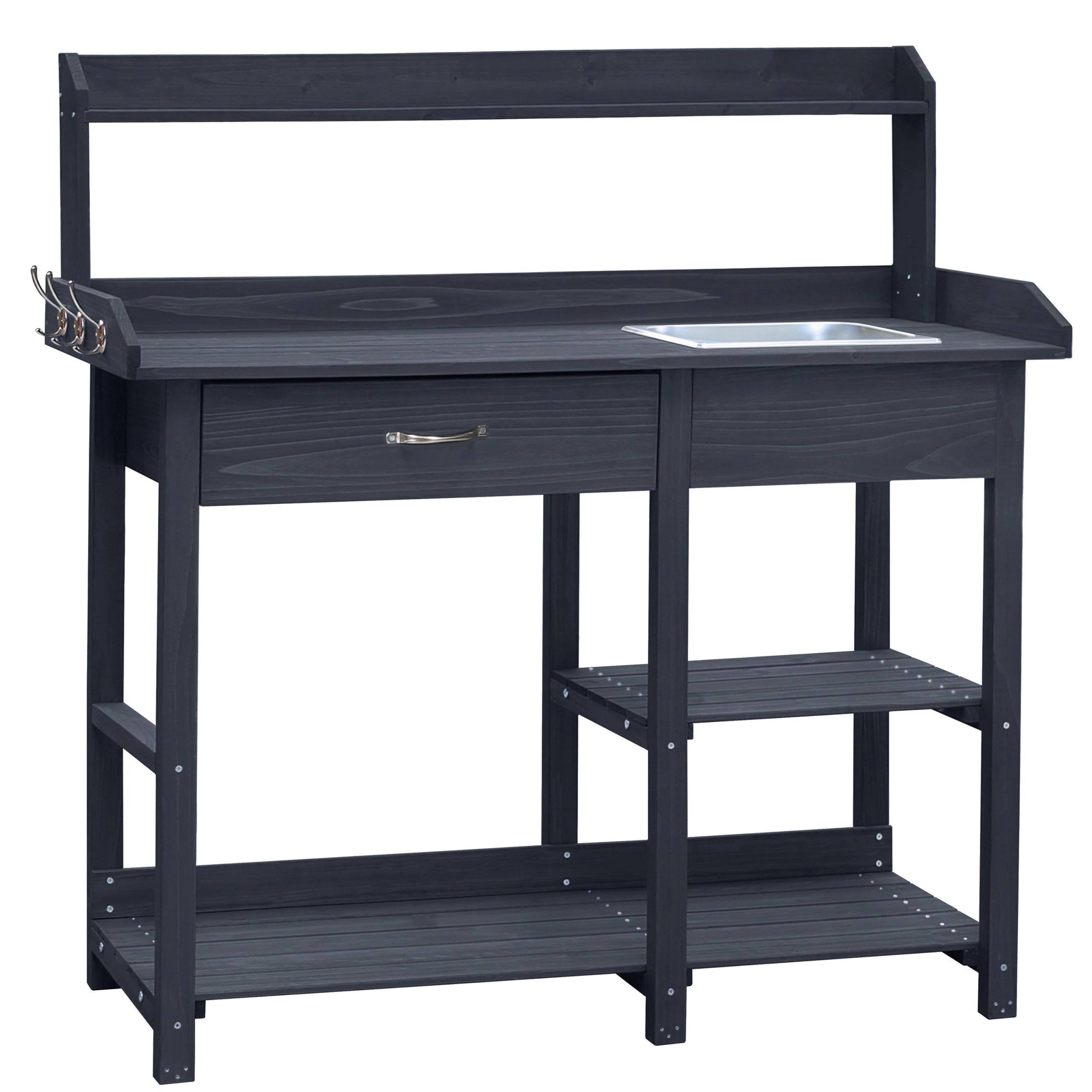 c82a7bea5d48691340c9ee1062d7595e2ca0dfd2a6e3a0b8a8cd95f20df8eba4.jpg VEIKOUS Wooden Potting Bench Tables 42.1-in x 47.9-in x 15.3-in Gray Potting Bench | PG0103-02GY-03 - Image 1