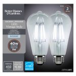 Better Homes & Gardens LED Vintage Style Light Bulb, ST19 40 Watts Daylight Classic Filament, Medium Base, Dimmable - 2 Pk 41547