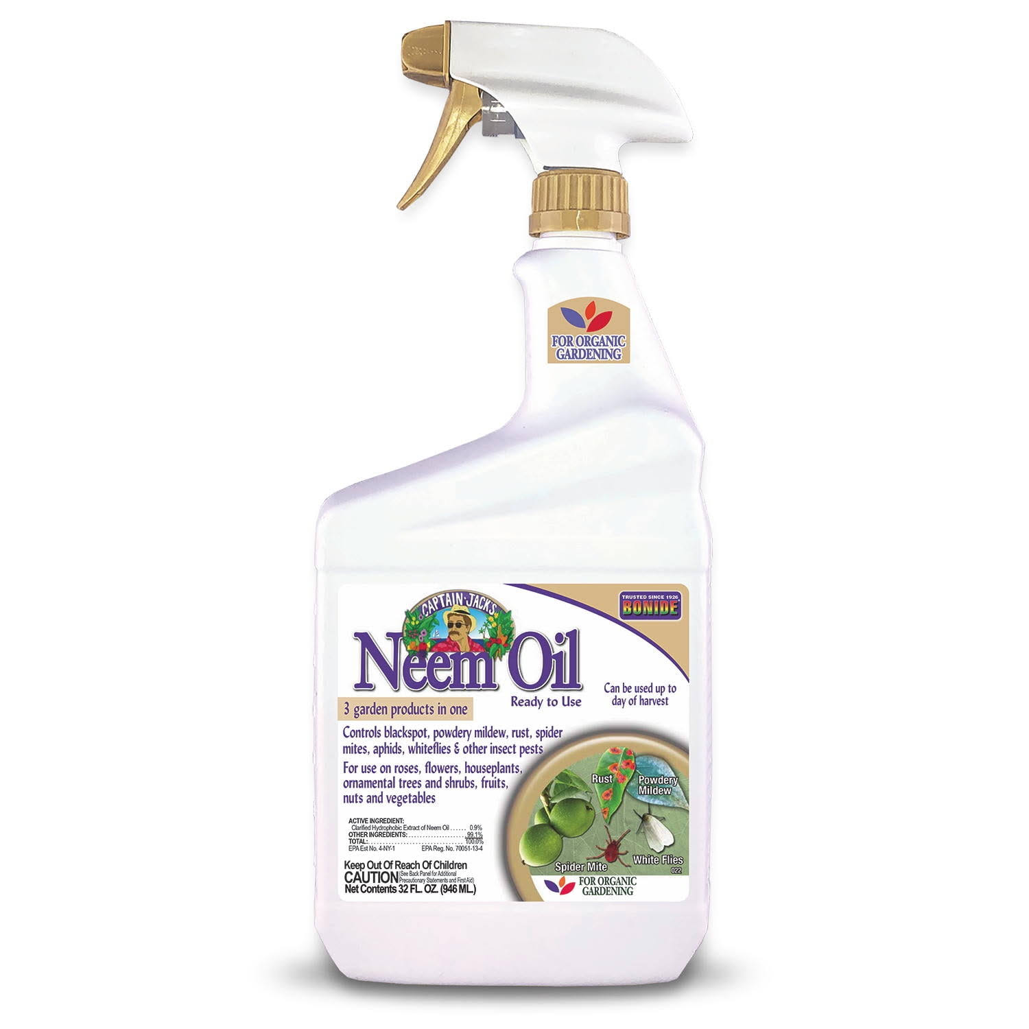 Bonide Ready to Use Captain Jacks Neem Oil 3-in-1 16 oz. Spray Kills Insects, Disease, and Mites, Size: 16 fl oz