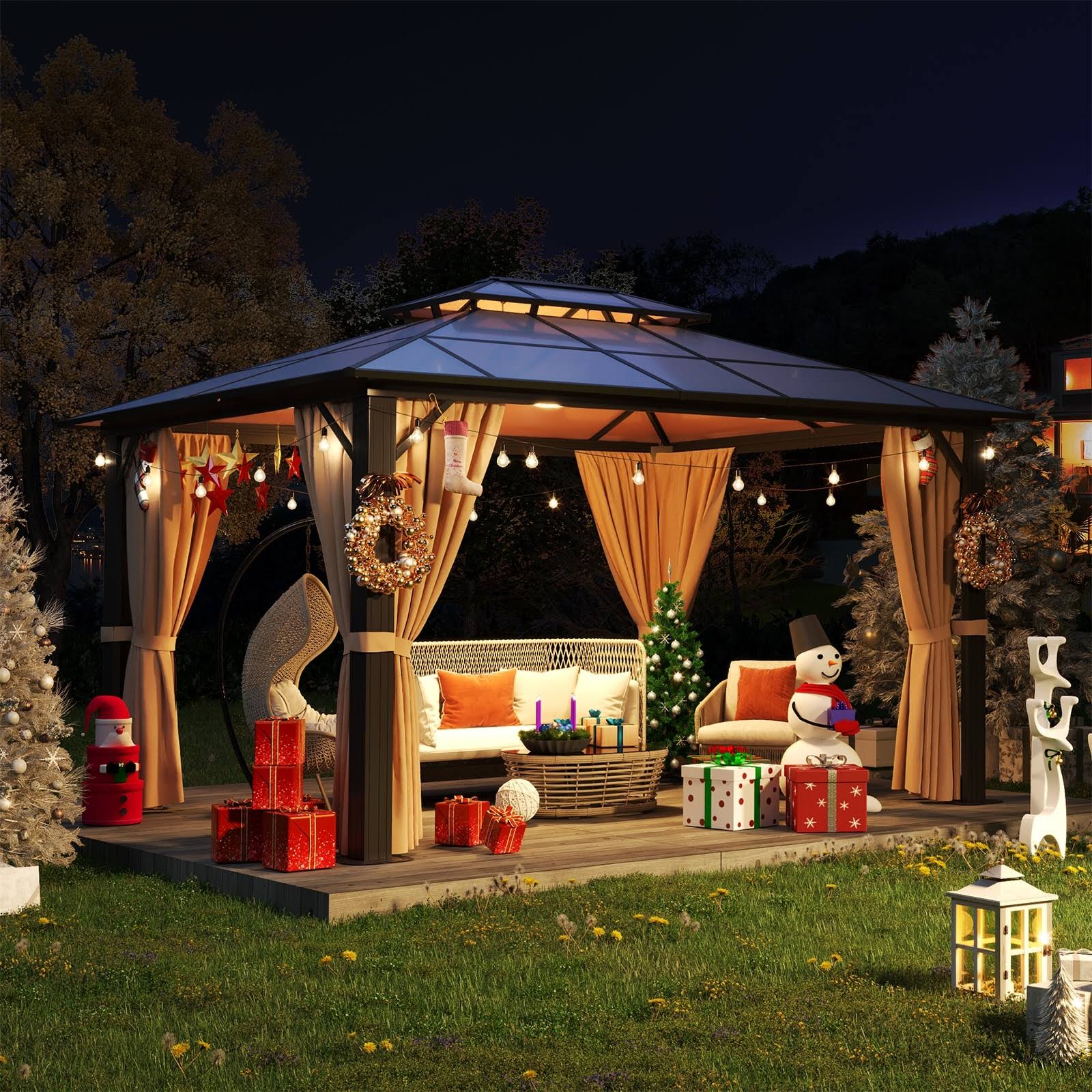 c83f417092db0874b4455185af07779bd49f0be6fe5ce0587d7e4537d1c52054.jpg 10x12 ft Hardtop Gazebo, Outdoor Patio Aluminum Frame Gazebo - 10'x12' - Image 1