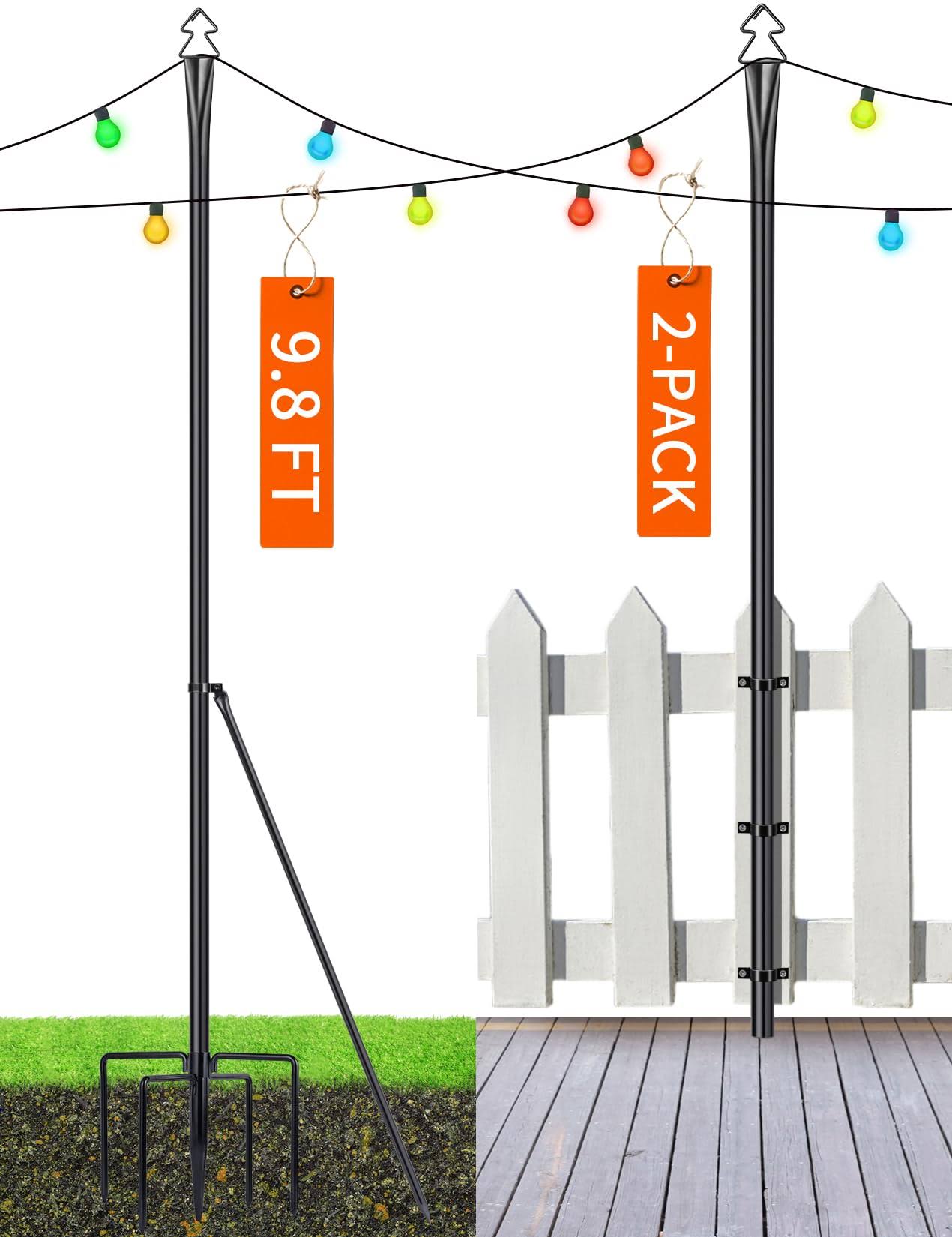 c865507eb304dcc53c2bc132a5684c1ffb26e49fea07e22d6841f729fc72becd.jpg XDW-GIFTS String Light Pole - Steel Poles for Outdoor String Lights Hanging, Garden, Backyard, Patio Lighting Stand for Parties, Christmas, Wedding, - Image 1