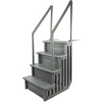 Aqua Select Above Ground Anti-Slip Swimming Pool Steps with Grey Steps, Gray
