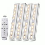 LDOPTO Under Cabinet Lights Wireless with Remote Control Dimmable Battery Operated LED Closet Lights Stick-On Kitchen Lighting with Timer for