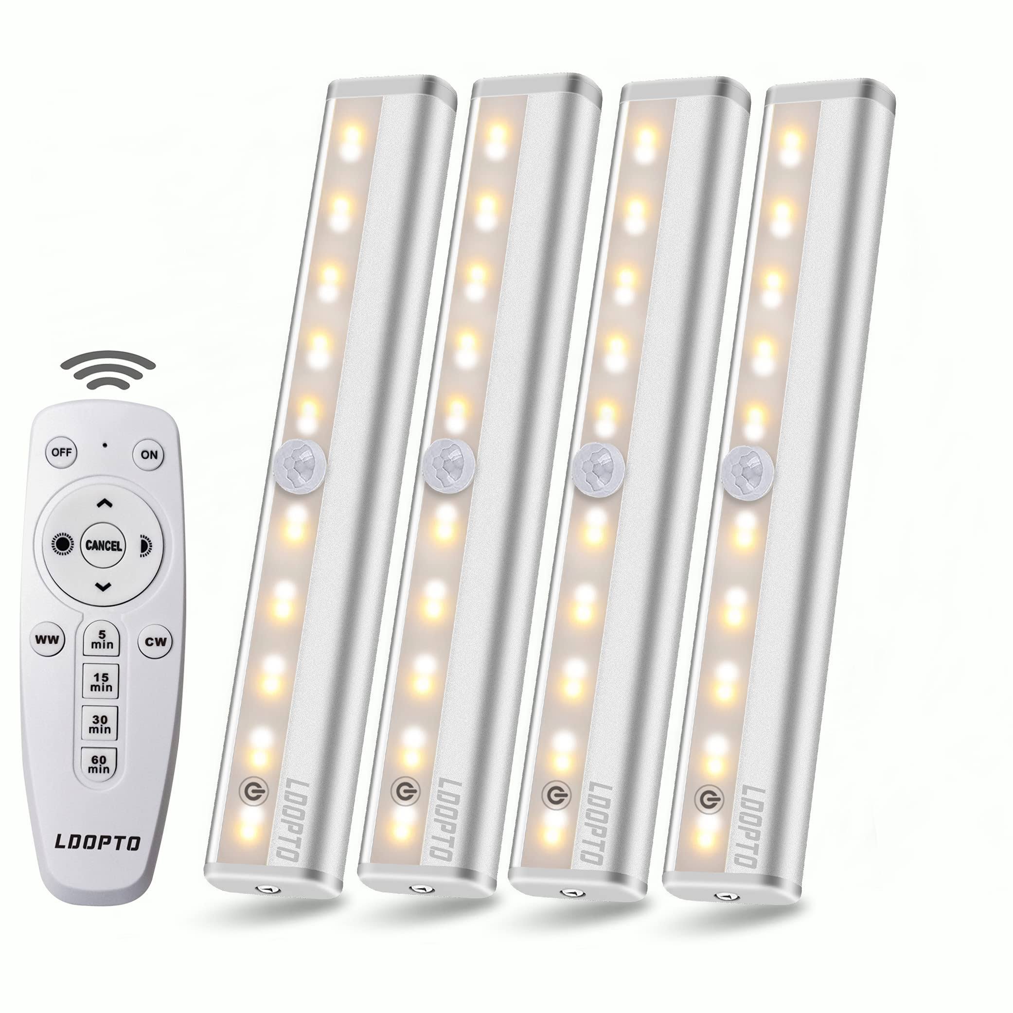 c8bb49adf83168a7ddef3b3d26327dba6eb44cd464624e642c003d9c998de0fc.jpg LDOPTO Under Cabinet Lights Wireless with Remote Control Dimmable Battery Operated LED Closet Lights Stick-On Kitchen Lighting with Timer for - Image 1