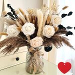 RyddeligHome 100pcs Artificial Flower Arrangements with Vase, Pampas Grass with Vase Included for Dining Table Centerpiece, Floral Centerpieces Coffee